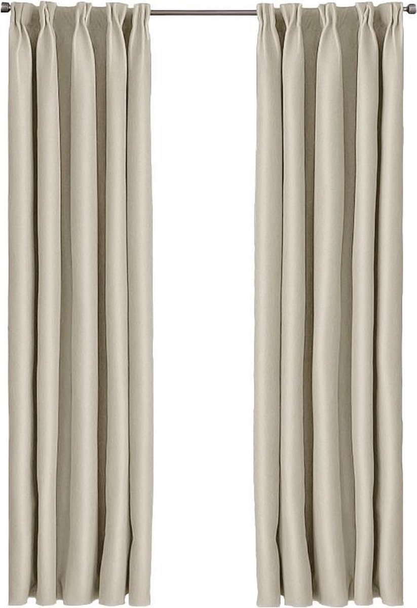 Larson - Luxe Verduisterend Gordijn Met Haken - 150x250 Cm - Light Sand Grey - Beige