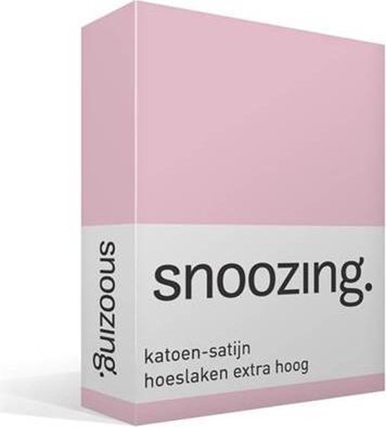 Snoozing - Katoen-satijn - Hoeslaken - Extra Hoog - 90x220 - - Roze