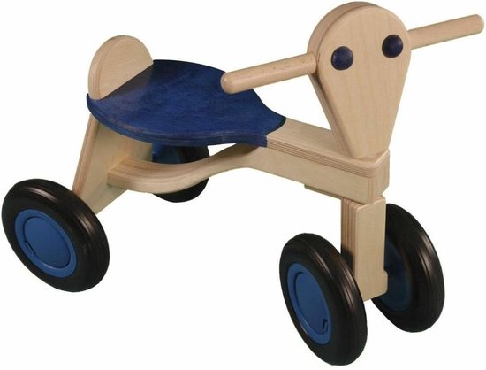 Van Dijk Toys Houten Loopfiets - Berken - Blauw