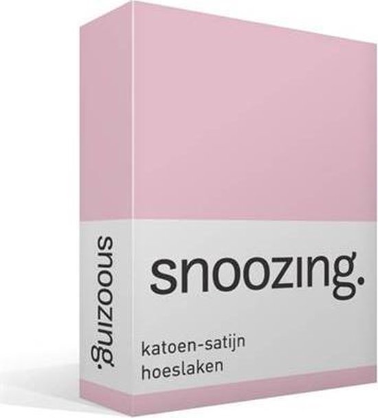 Snoozing - Katoen-satijn - Hoeslaken - 90x220 - - Roze