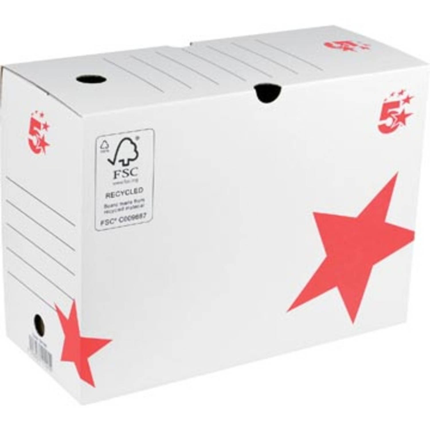 5 Star Archiefdoos Ft 25 X 33 X 15 Cm (H X L X B),/rood - Wit