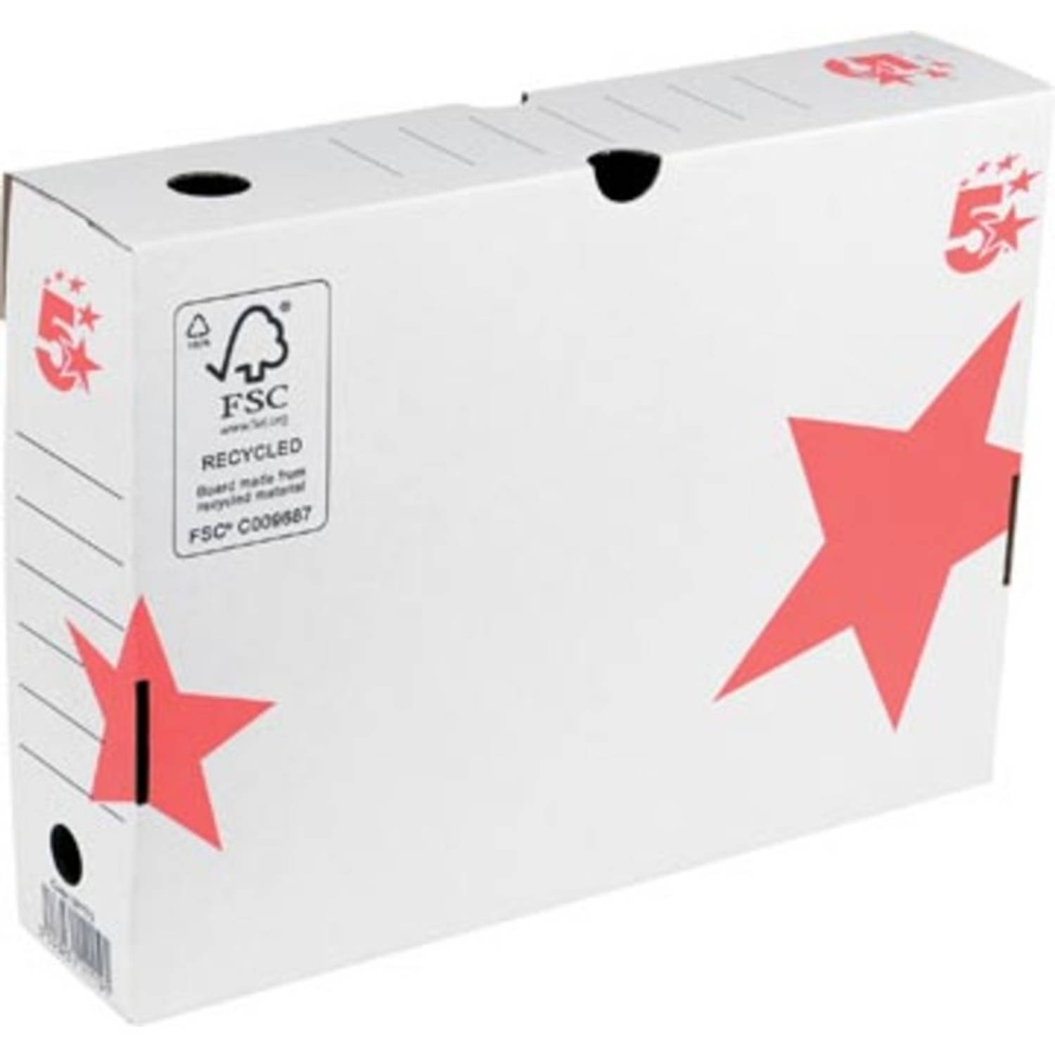 5 Star Archiefdoos Ft 25 X 33 X 8 Cm (H X L X B),/rood - Wit