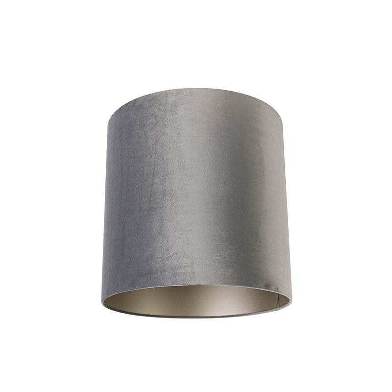 QAZQA Velours lampenkap 40/40/40 - Grijs