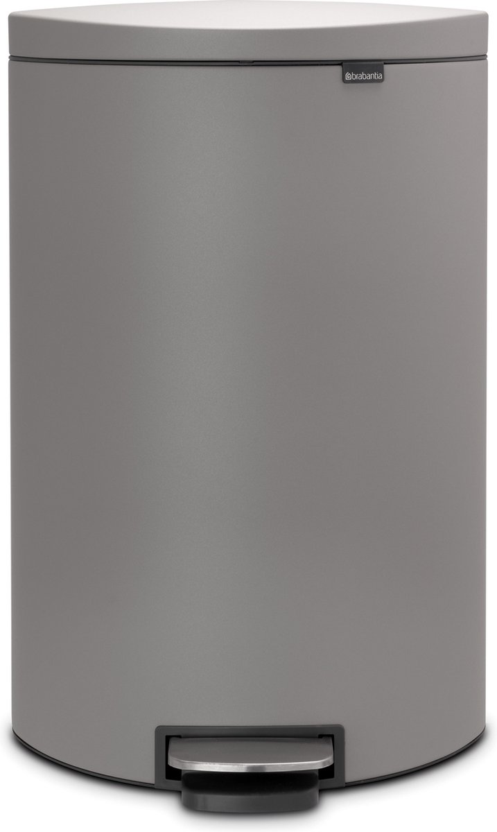 Brabantia Flatback+ Pedaalemmer 40 Liter Met Kunststof Binnenemmer - Mineral Concrete Grey - Gris