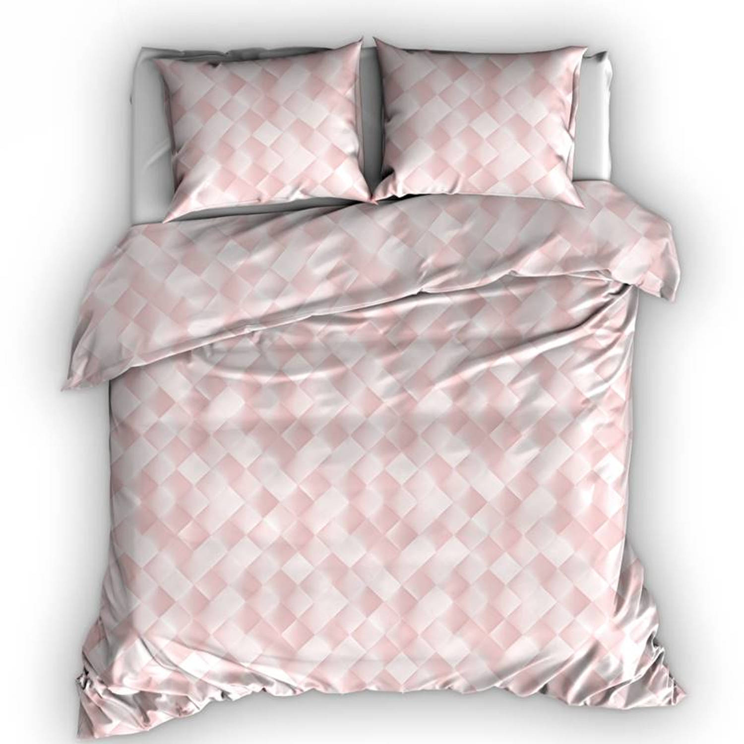 Satin D'or Vector Dekbedovertrek - 2-persoons (270x200/220 Cm + 2 Slopen) - Roze