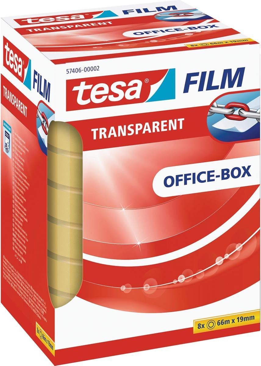 Tesa film Transparante Tape, Ft 19 Mm X 66 M, 8 Rolletjes