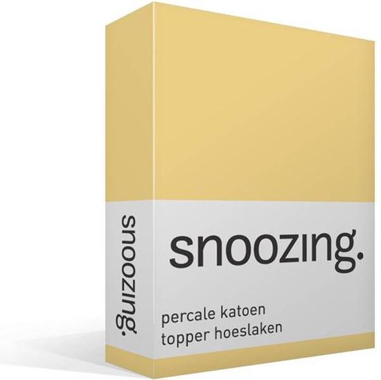 Snoozing Percale Katoen Topper Hoeslaken - 100% Percale Katoen - 1-persoons (90x210 Cm) - - Geel