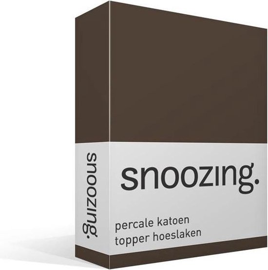 Snoozing Percale Katoen Topper Hoeslaken - 100% Percale Katoen - 2-persoons (120x220 Cm) - - Bruin