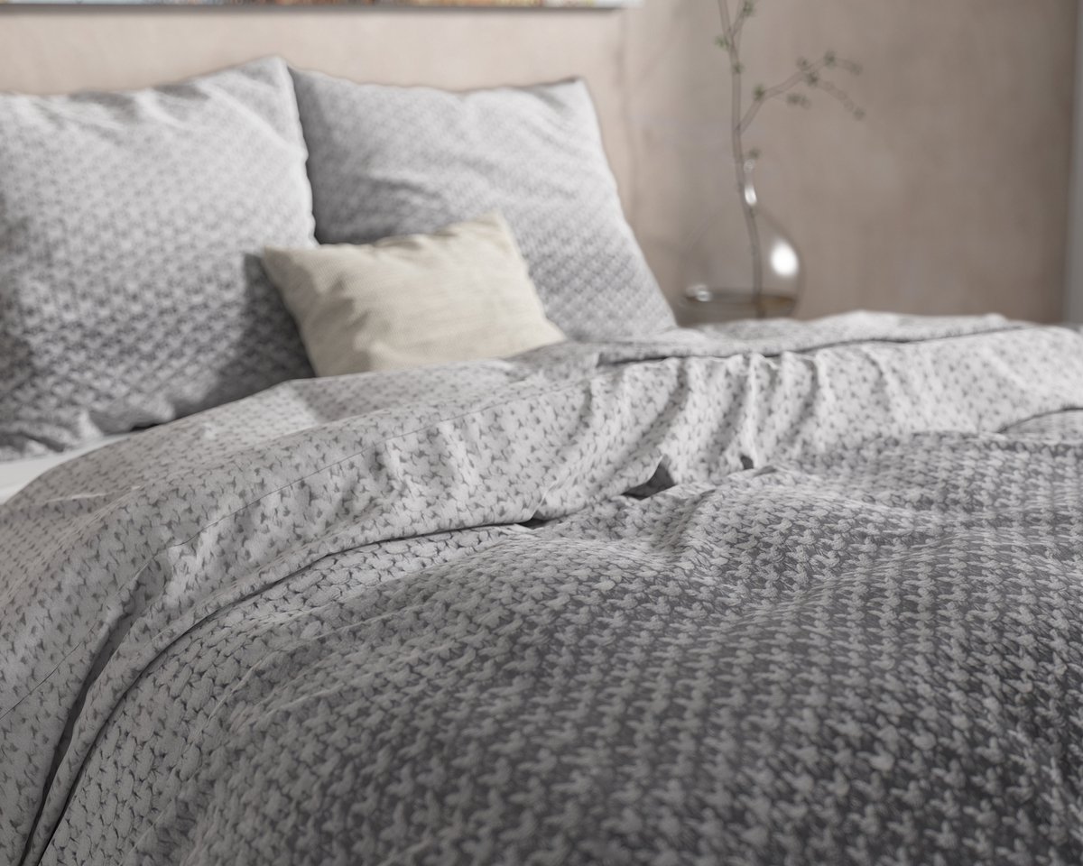 Dreamhouse Bedding Tamar - Flanel Lits-jumeaux (240 x 200/220 cm + 2 kussenslopen) Dekbedovertrek - Grijs