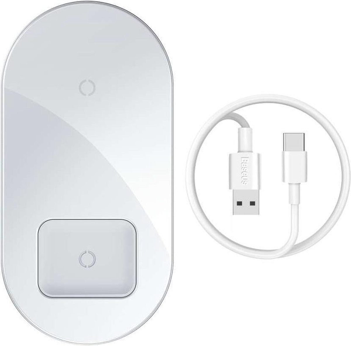 Baseus Simple Pro 2in1 15W Draadloos oplader Smartphone en AirPods - Wit