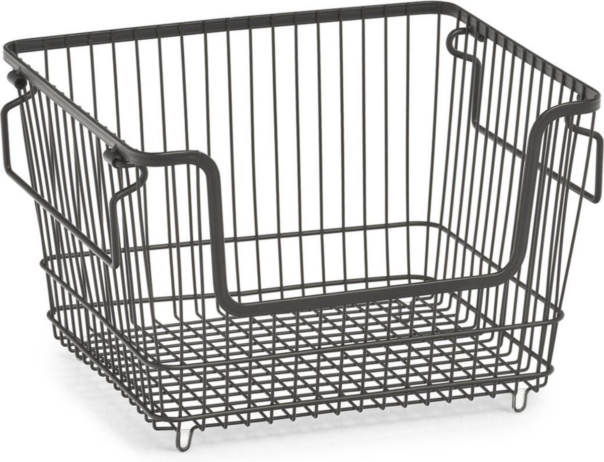 2xe Opberg/opruim Manden Stapelbaar 33 Cm - Opbergmanden - Zwart