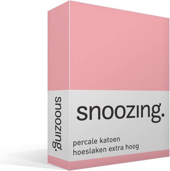 Snoozing - Hoeslaken - Percale Katoen - Extra Hoog - 140x220 - - Roze