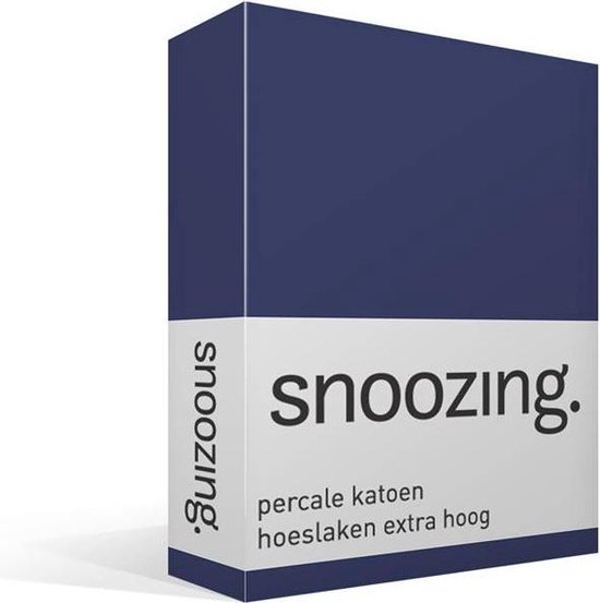 Snoozing - Hoeslaken - Percale Katoen - Extra Hoog - 70x200 - Navy - Blauw