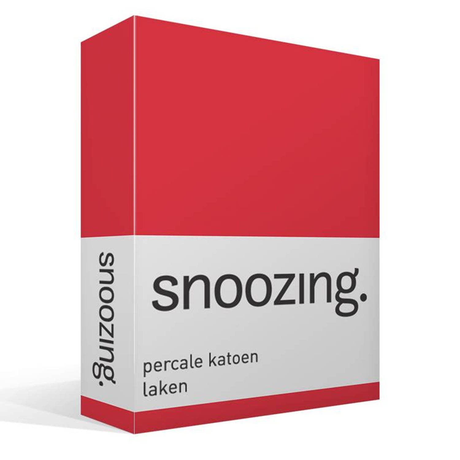 Snoozing - Laken - Lits-jumeaux - Percale Katoen - 280x300 - - Rood