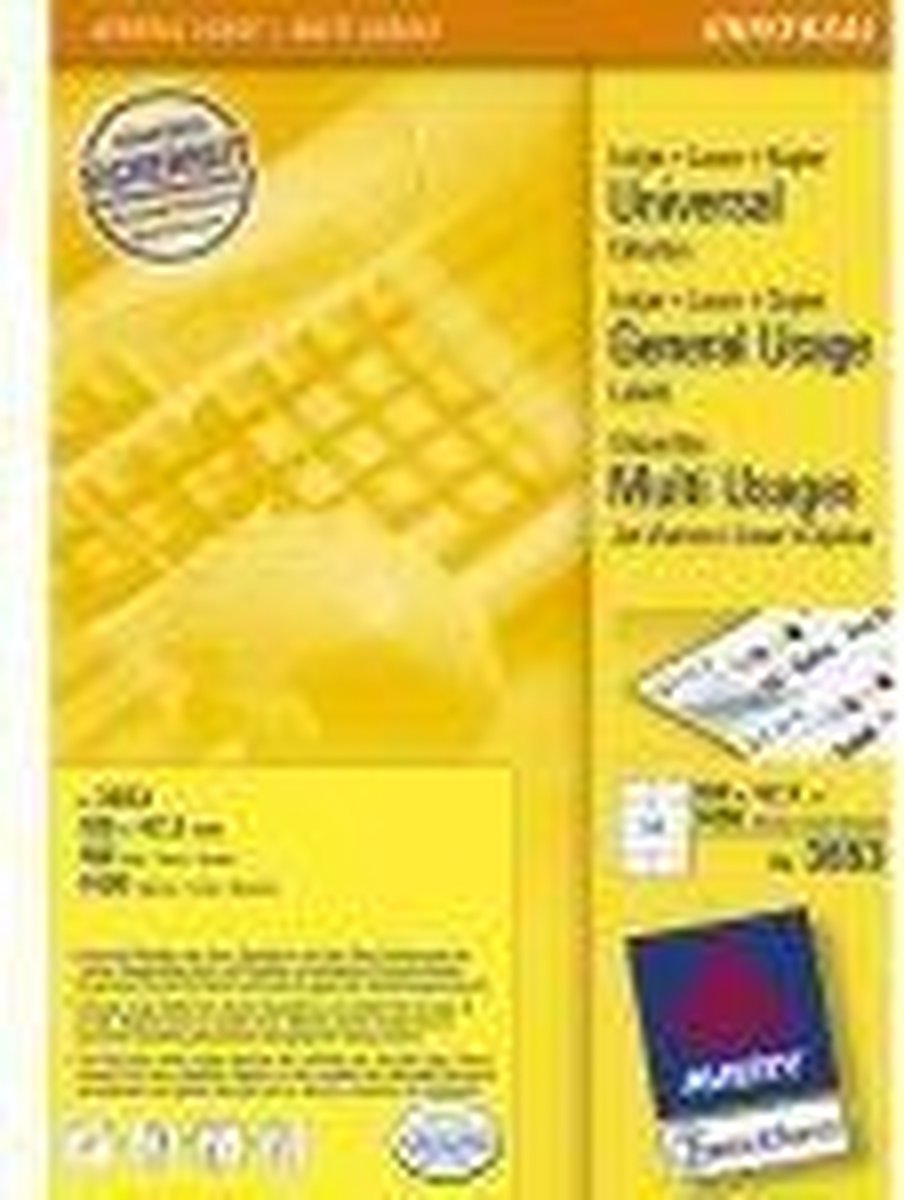 Avery Zweckform Universele Etiketten Ft 105 X 42,3 Mm (B X H),1.400 Etiketten, - Wit