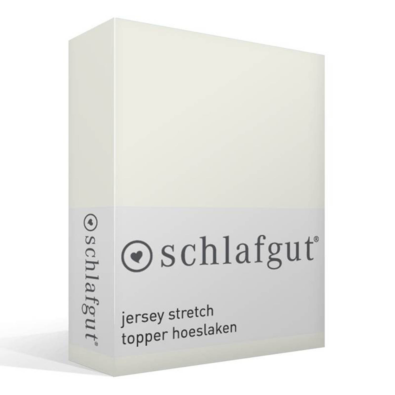 Schlafgut Jersey Stretch Topper Hoeslaken - 95% Gebreide Katoen - 5% Elastan - 1-persoons (90/100x190/220 Cm) - Wol - Wit