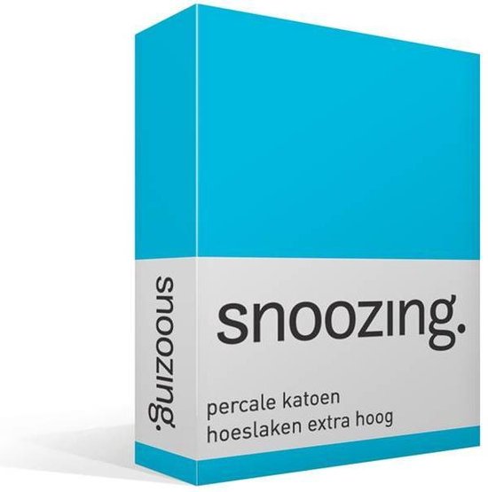 Snoozing - Hoeslaken - Percale Katoen - Extra Hoog - 160x210 - - Turquoise
