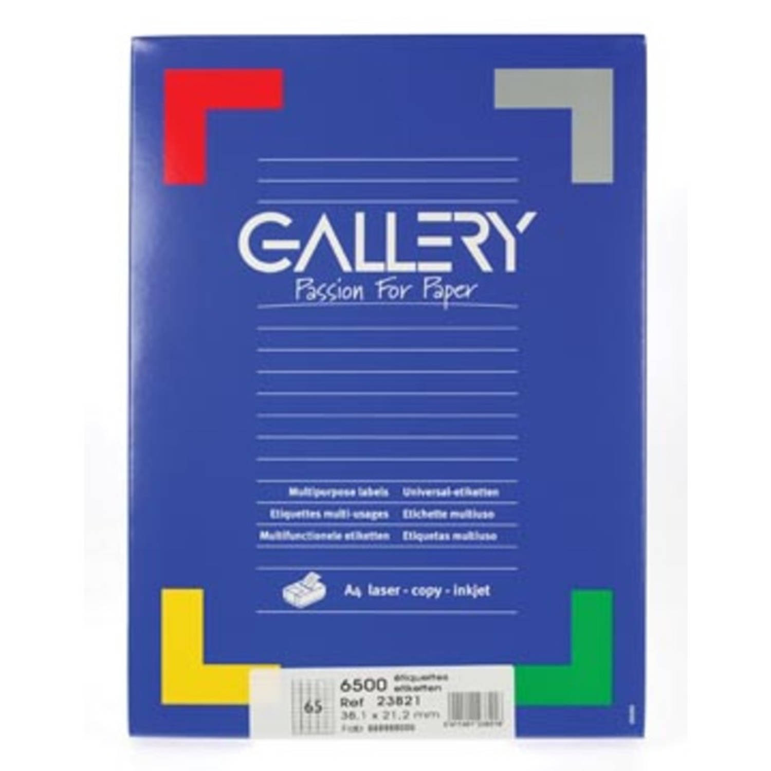 Galleryte Etiketten Ft 38,1 X 21,2 Mm (B X H),Ronde Hoeken, Doos Van 6.500 Etiketten - Wit