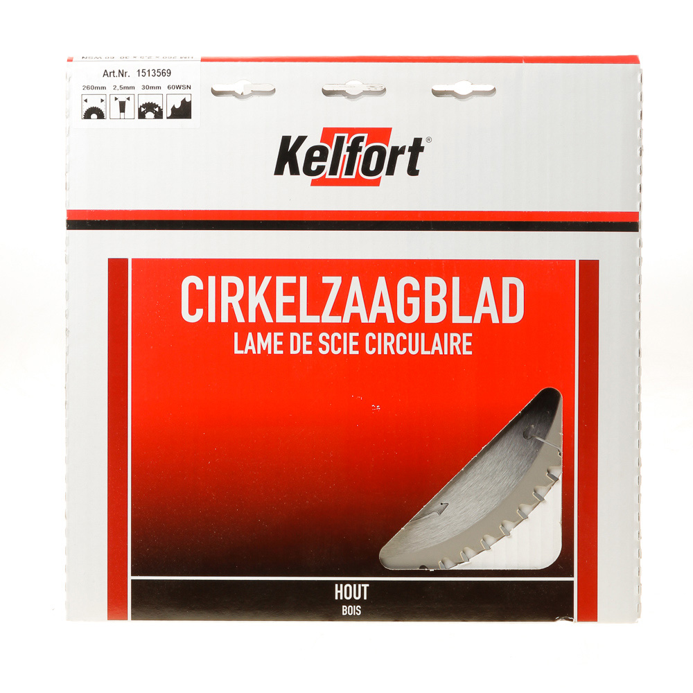 Cirkelzaagblad hardmetaal 60 tanden WS-KW(NEG) diameter 260 x 2.5 x 30mm