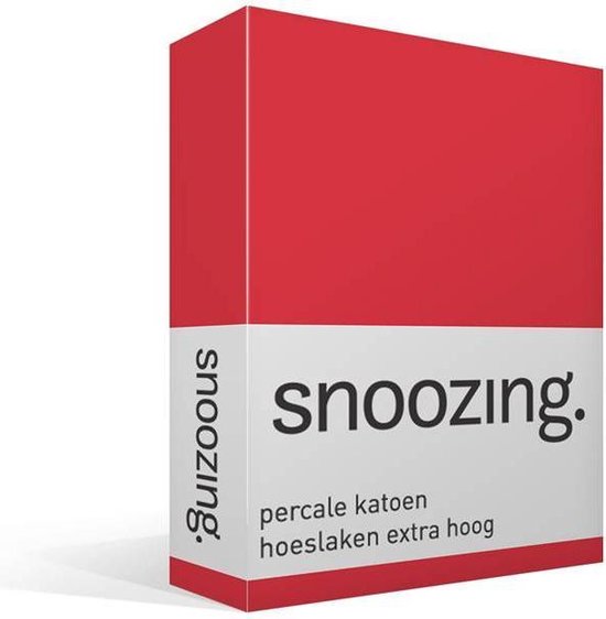 Snoozing - Hoeslaken - Percale Katoen - Extra Hoog - 80x200 - - Rood