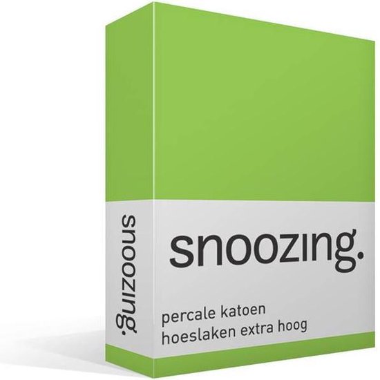 Snoozing - Hoeslaken - Percale Katoen - Extra Hoog - 120x200 - Lime - Groen