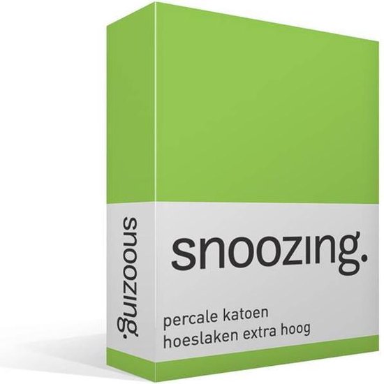 Snoozing - Hoeslaken - Percale Katoen - Extra Hoog - 100x200 - Lime - Groen