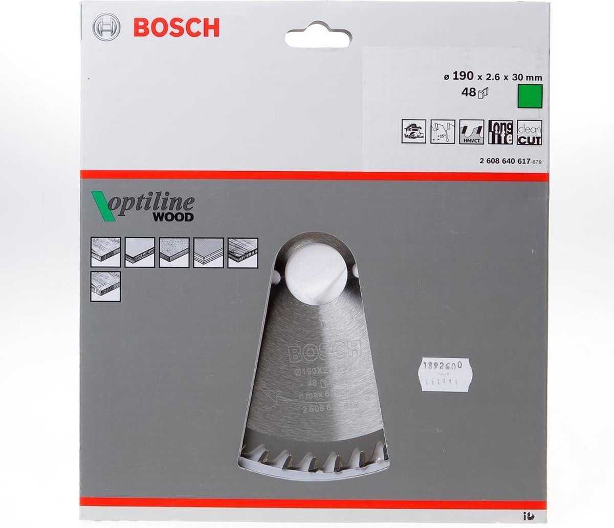 Bosch Cirkelzaagblad 48 tanden Optiline Wood ATB 190 x 30mm