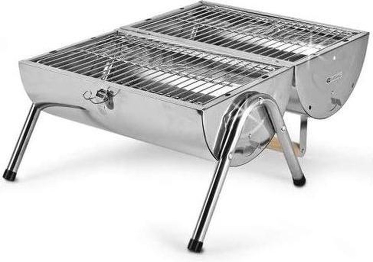 Cilinder Barbecue Met Dubbel Grilloppervlak - Silver