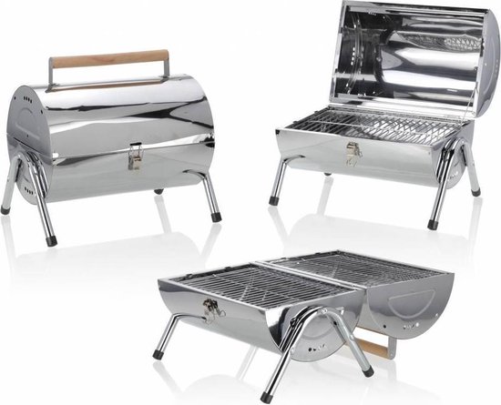 Cilinder Barbecue Met Dubbel Grilloppervlak - Silver
