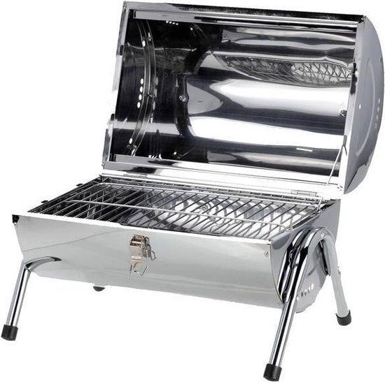 Cilinder Barbecue Met Dubbel Grilloppervlak - Silver