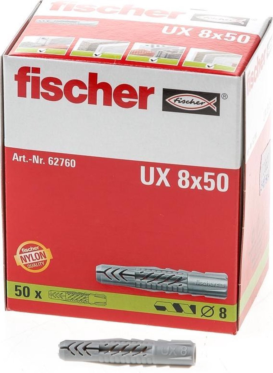 Fischer plug ux8 DHZ - Grijs