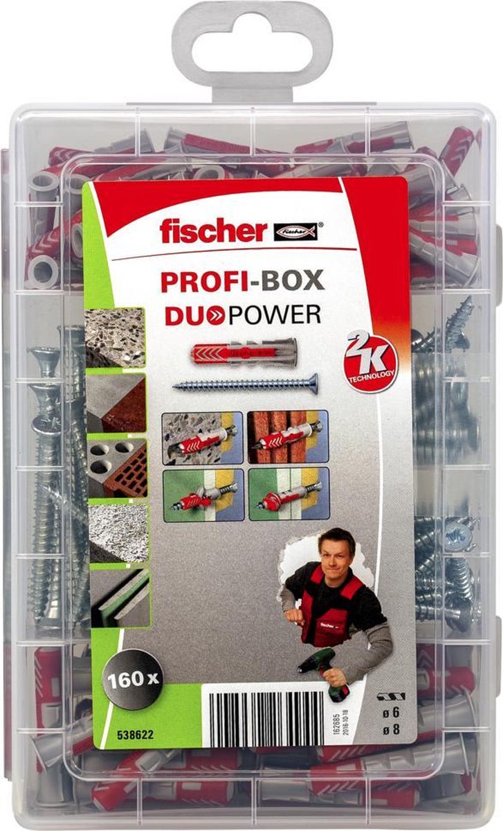 Fischer Profibox Duopower met schroeven - Gris