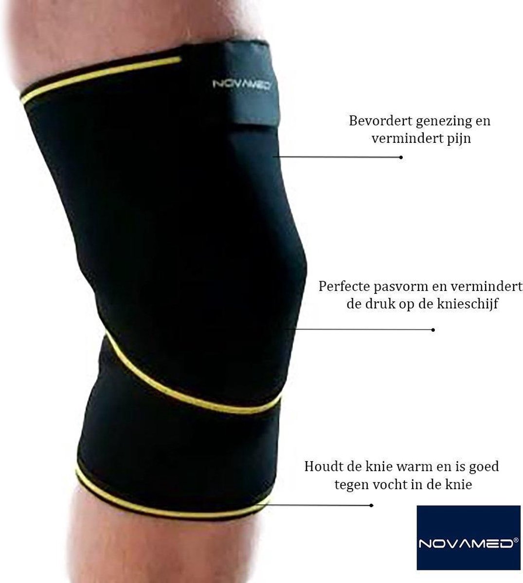 Novamed Kniebrace met gesloten patella - Zwart