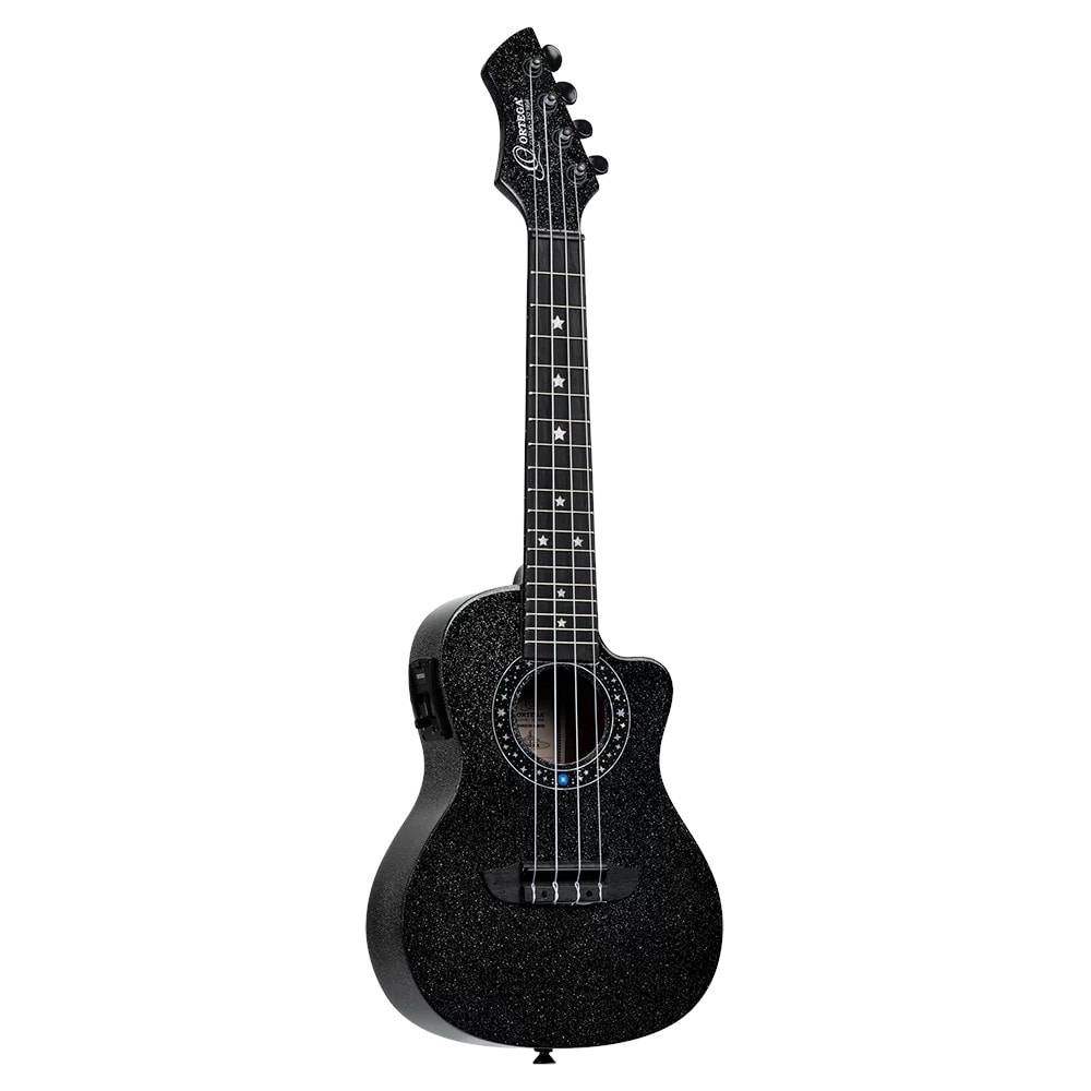 Ortega RUHZ-CE-STAR Horizon Series Concert Ukulele Black Sparkle E/A concert ukelele met gigbag