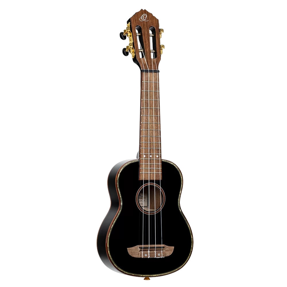 Ortega RUOX-SO Onyx Series Soprano Size Ukulele Black sopraan ukelele met gigbag