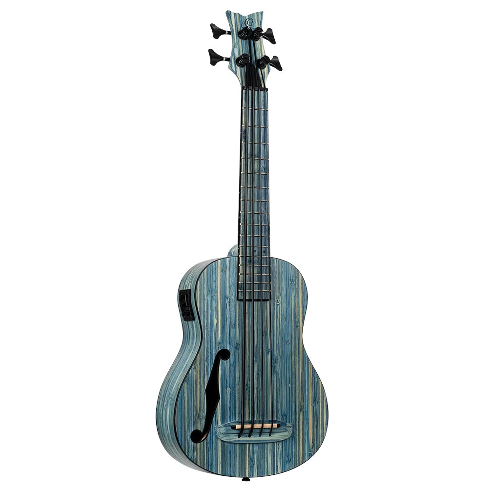 Ortega RUSWB-UB Bamboo Series Short Scale Uke Bass Stonewashed E/A bas ukelele met gigbag