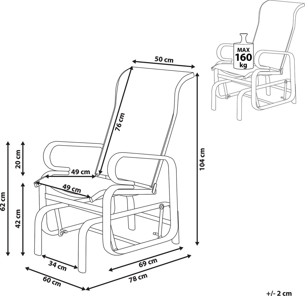 Beliani Borgio - Tuinstoel--aluminium - Grijs