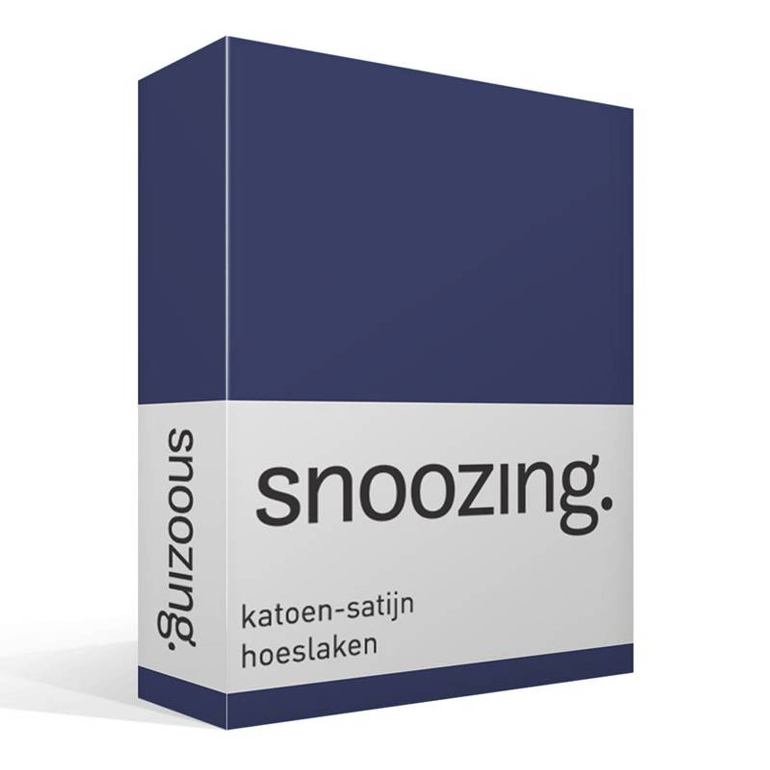 Snoozing - Katoen-satijn - Hoeslaken - 160x210 - Navy - Blauw