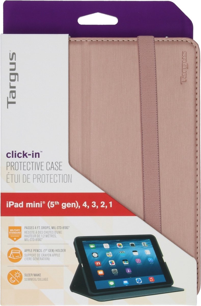 Targus Click-in Apple iPad Mini 5, 4, 3, 2 & 1 Book Case Rosé - Roze