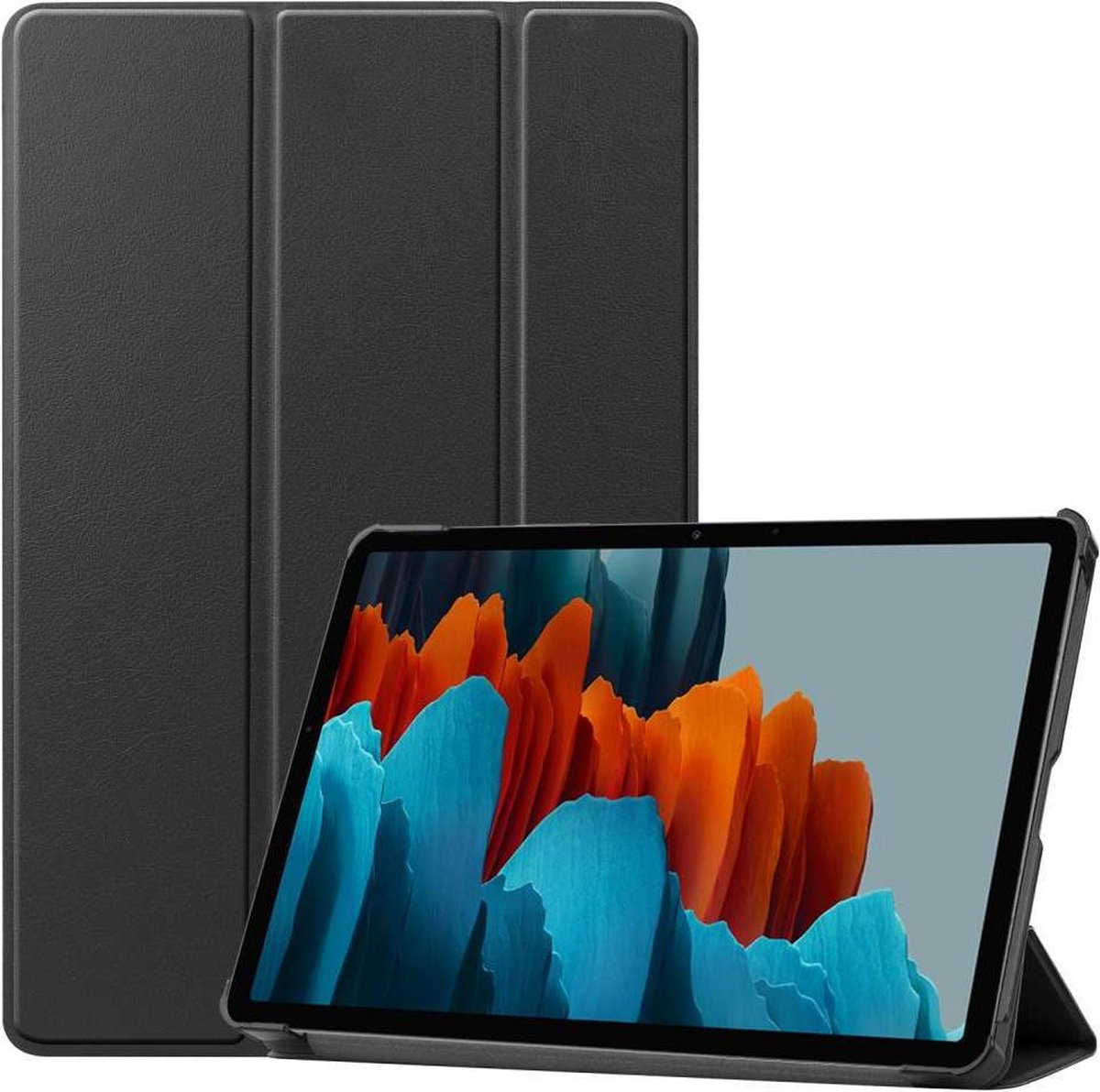 Just in case Tri-Fold Samsung Galaxy Tab S7 Book Case - Zwart
