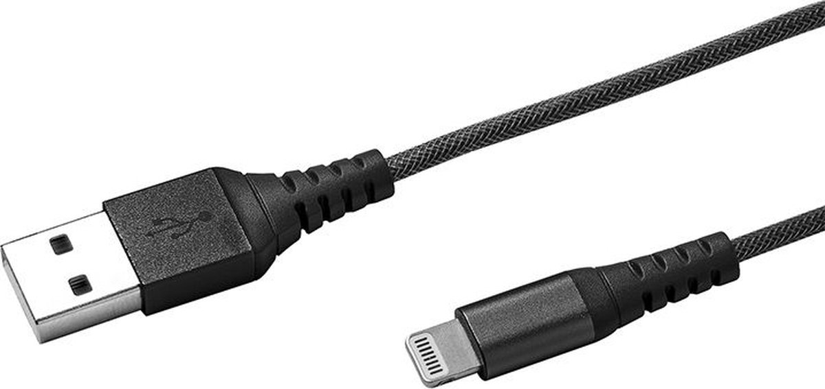 Usb-lightning Kabel Nylon, - Celly - Zwart