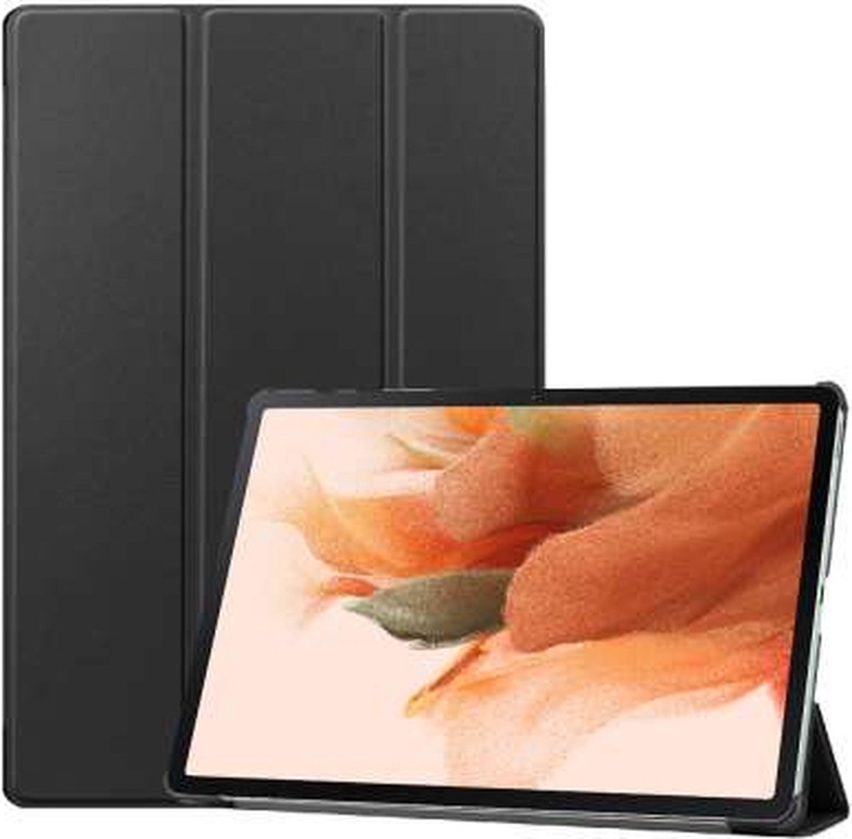 Just in case Tri-Fold Samsung Galaxy Tab S7 FE Book Case - Zwart