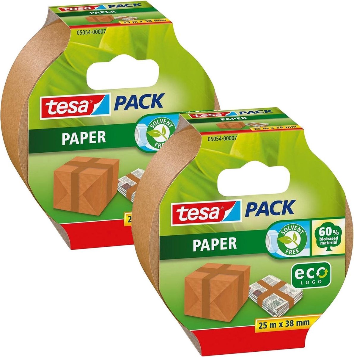 2x Tesae Verpakkingstape Milieuvriendelijk 25 Mtr X 38 Mm - Tape (Klussen) - Bruin