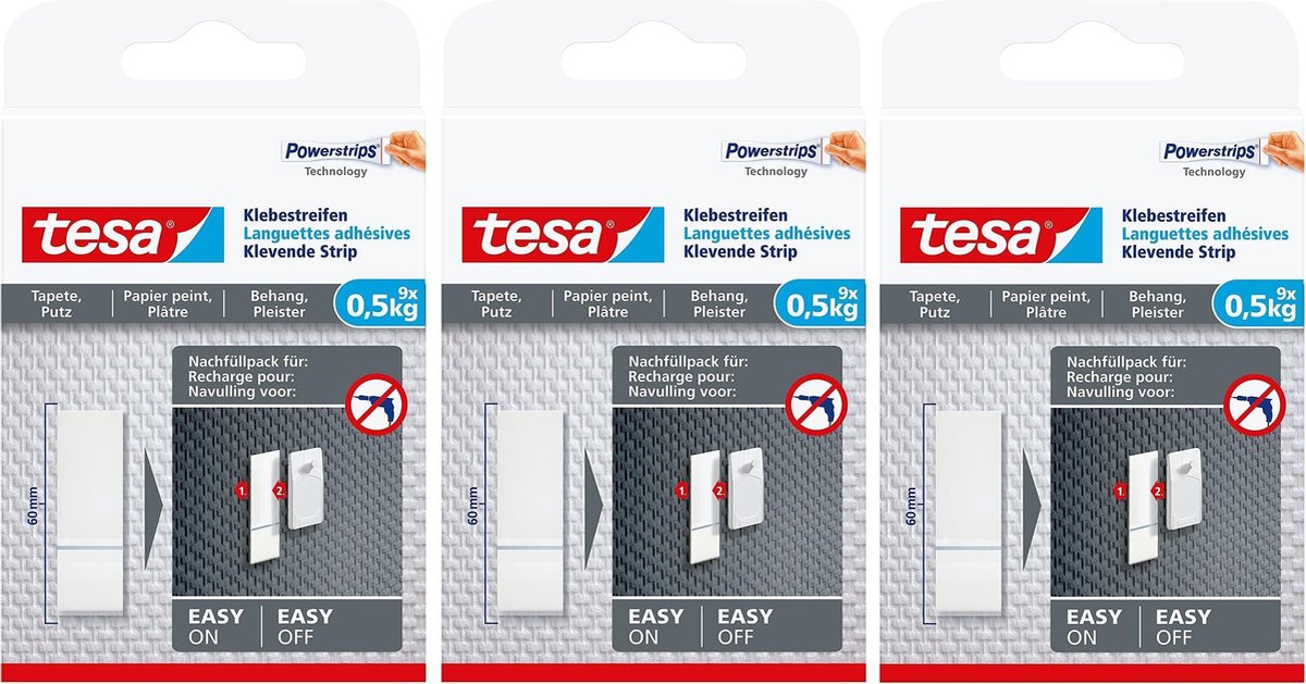 Powerstrips Behang/pleisterwerk Tesa 27x Stuks - Tape (Klussen)