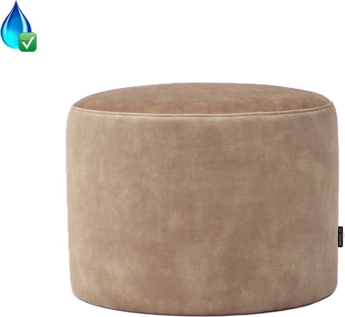 Bronx71 Velvet Poef Beau Taupe - Bruin