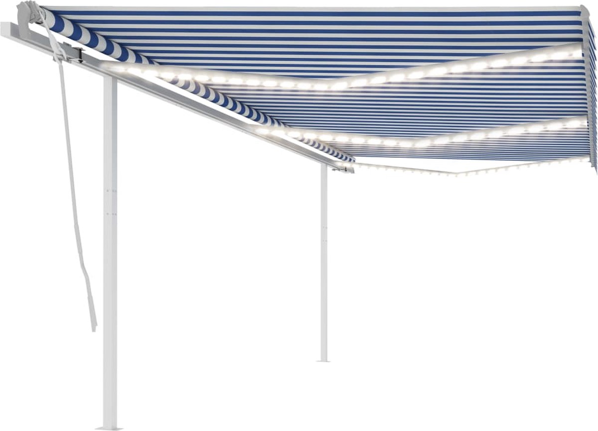Vidaxl Luifel Automatisch Met Led En Windsensor 6x3,5 M En - Blauw
