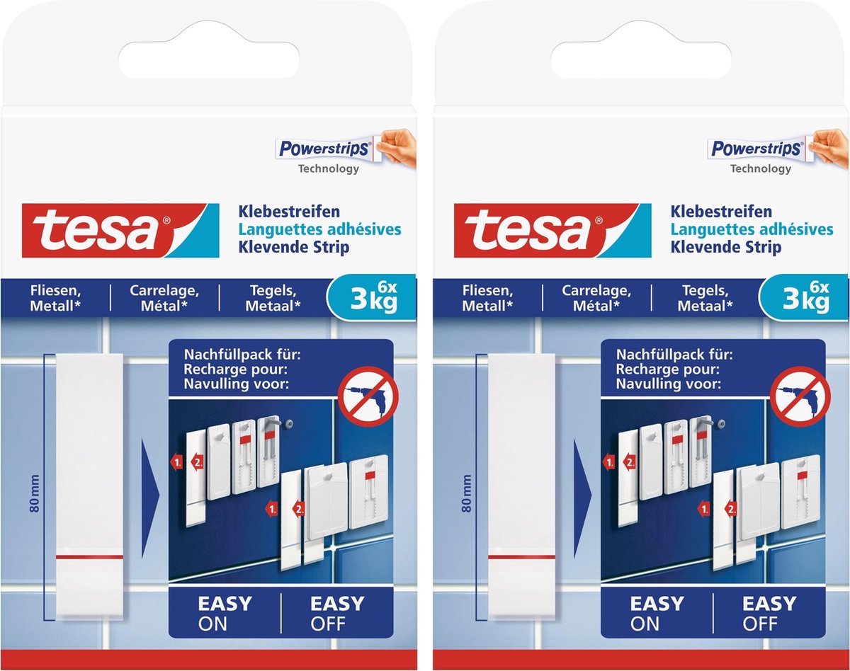 Powerstrips Metaal/tegel Tesa 12 Stuks - Tape (Klussen)