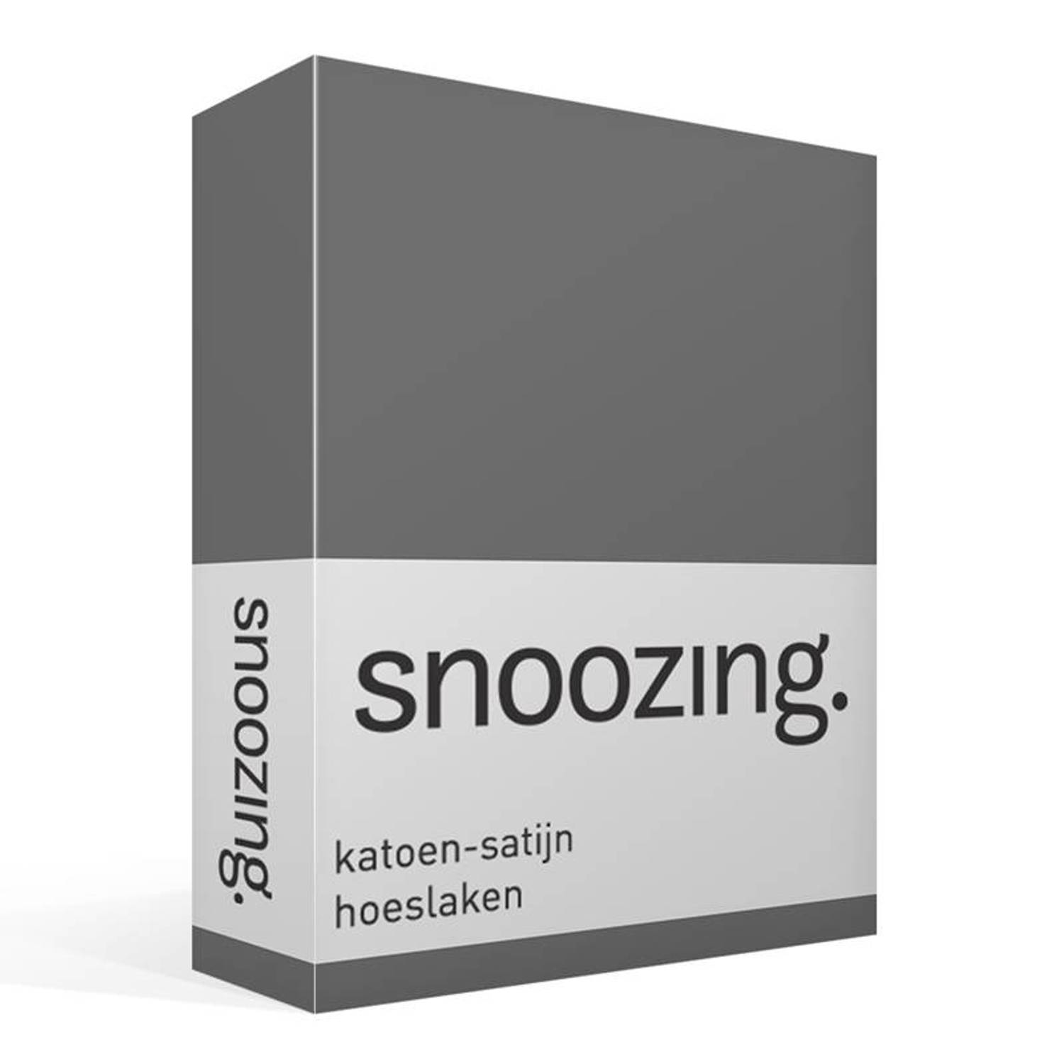 Snoozing - Katoen-satijn - Hoeslaken - 160x210 - Antraciet - Grijs