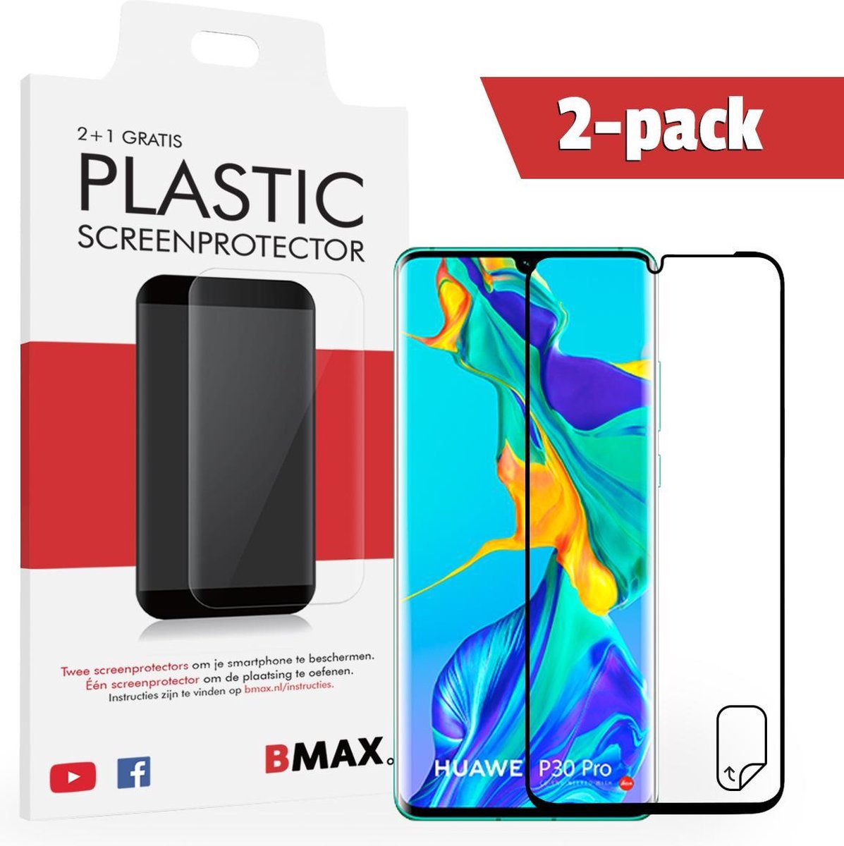 2+1-pack Bmax Oneplus 7 Pro Screenprotector - Pet - Full Cover