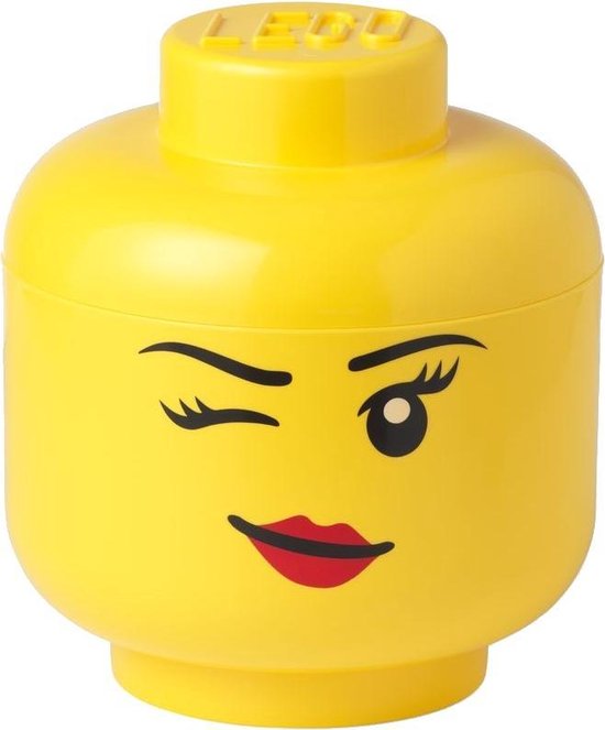 Lego Opbergbox Head Girl Winking Small - Geel